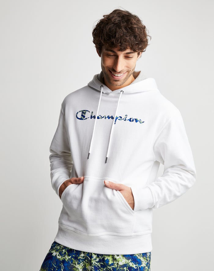 Sudadera Con Capucha Champion Hombre - Powerblend Fleece Chasing Waves ( Blancas ) 4217503-VN